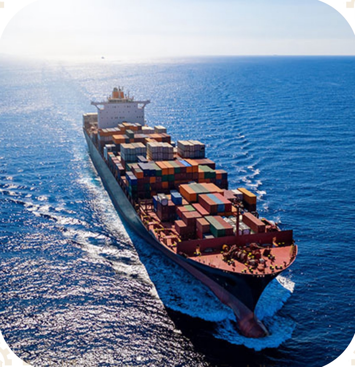 Cargo vessel at sea, illustrating international export